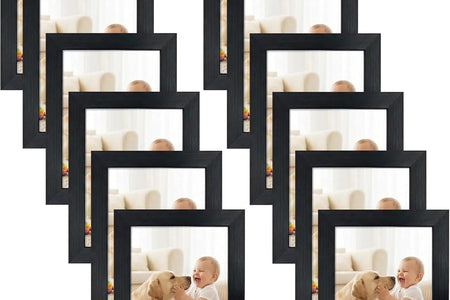 12 Pack 3.5X5 Black Picture Frame Bulk Set for Desktop Display or Wall Mounting