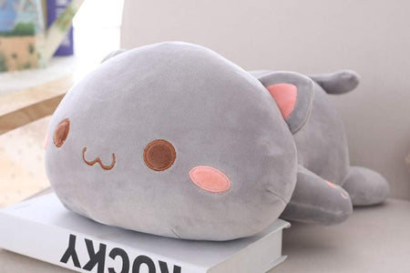 Cat Stuffed Animals, Soft Cat Plush Pillow Kitten Stuffed Animal Toy Gifts for Kids (Grey round Eyes, 19.6")
