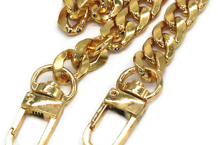 DIY Iron Flat Chain Strap Handbag Chains Purse Chain Straps Shoulder Cross Body Replacement Straps with Metal Buckles (47", Gold)