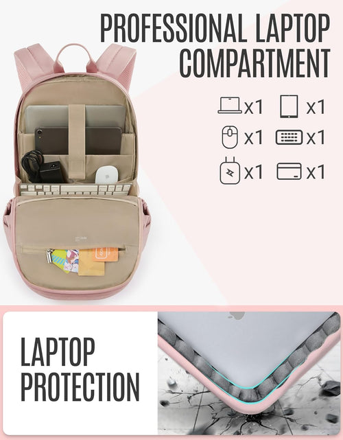 Load image into Gallery viewer, Collge Laptop Backpack, 15.6 Inch Laptop Travel Backpack for Women, College Computer Bookbag Casual Bag for Work Travel College, Gifts for Women,Pink
