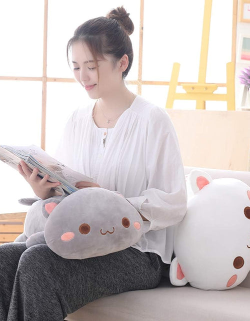 Load image into Gallery viewer, Cat Stuffed Animals, Soft Cat Plush Pillow Kitten Stuffed Animal Toy Gifts for Kids (Grey round Eyes, 19.6")
