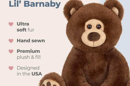 Bearington Lil' Barnaby Teddy Bear Stuffed Animal - 11.5" Soft and Cuddly Brown Bear Plush Toy with Weighted Bottom - Cute Stuffed Animal Teddy Bears Gift for Kids, Plush Collectors and Baby Showers