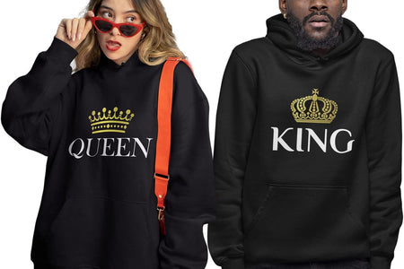 King and Queen Valentines Day Outfit His and Hers Matching Hoodies for Couples