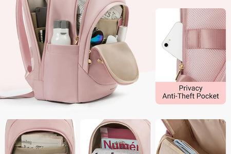 Collge Laptop Backpack, 15.6 Inch Laptop Travel Backpack for Women, College Computer Bookbag Casual Bag for Work Travel College, Gifts for Women,Pink