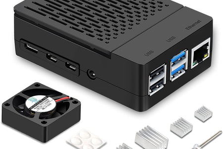 Raspberry Pi 4 Fan ABS Case with Cooling Fan, Heatsink, Simple Removable Top Cover for Pi 4 Model B/ 4B