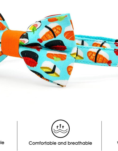 Load image into Gallery viewer, Sushi Cat Collar Bow Tie, Breakaway Safety Plastic Buckle, Bowtie Collar for Kitten (6"-10")
