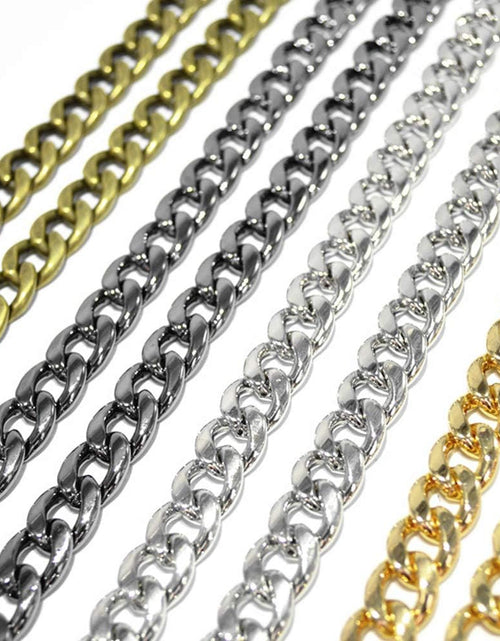 Load image into Gallery viewer, DIY Iron Flat Chain Strap Handbag Chains Purse Chain Straps Shoulder Cross Body Replacement Straps with Metal Buckles (47", Gold)
