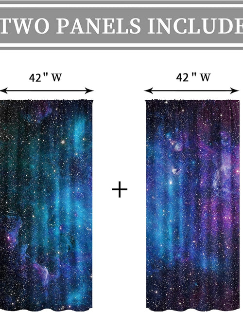 Load image into Gallery viewer, Kids Galaxy Outer Space Nebula Curtains 42W X 63L Inch Rod Pocket Blue Universe Planets Boys Girls Constellation Fantasy Starry Stars Trippy Bedroom Living Room Window Drapes Fabric 2 Panels
