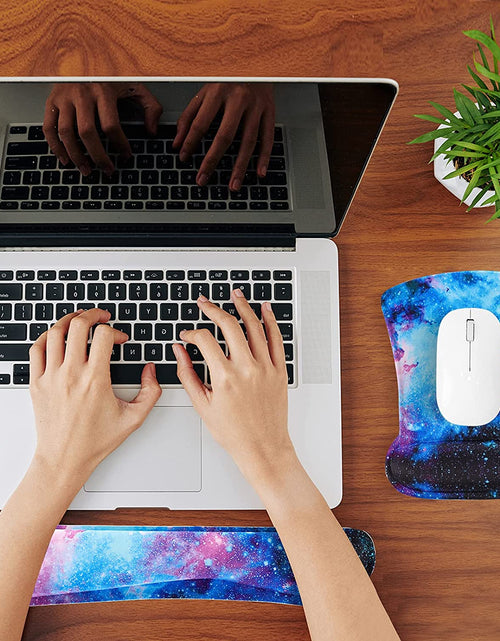 Load image into Gallery viewer, Keyboard Wrist Rest Pad and Mouse Wrist Rest Support Mouse Pad Set,Durable &amp; Comfortable &amp; Lightweight for Easy Typing &amp; Pain Relief-Ergonomic Support (Galaxy)
